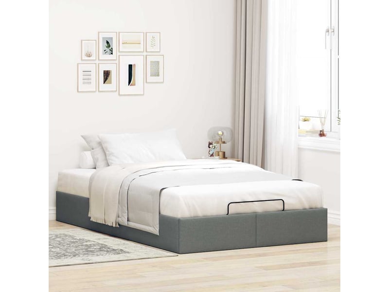  Lit double- lit adulte -  cadre de lit ottoman sans matelas gris foncé 120x190 cm tissu  - Conforama B