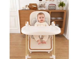 Chaise haute bébé 59x76x96 cm, tablette amovible, chaise évolutive bébé, harnais 5 points, dossier inclinable, blanc, pu