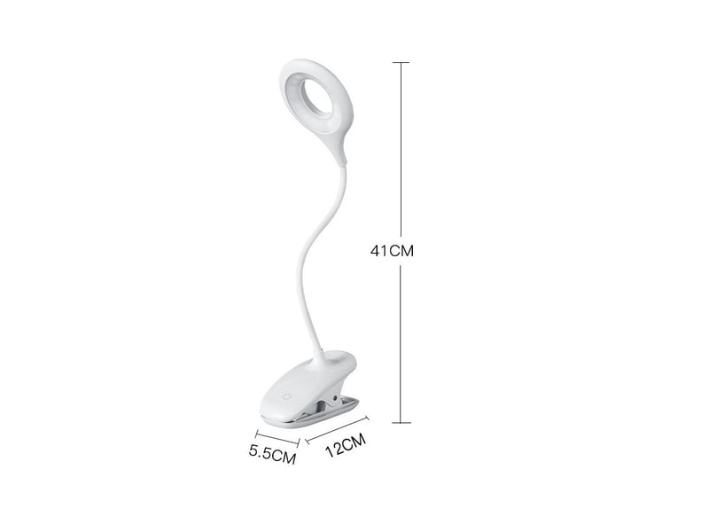  Lampe de lecture led à clip pour enfant – cou flexible, usb rechargeable, blanc  - Conforama B