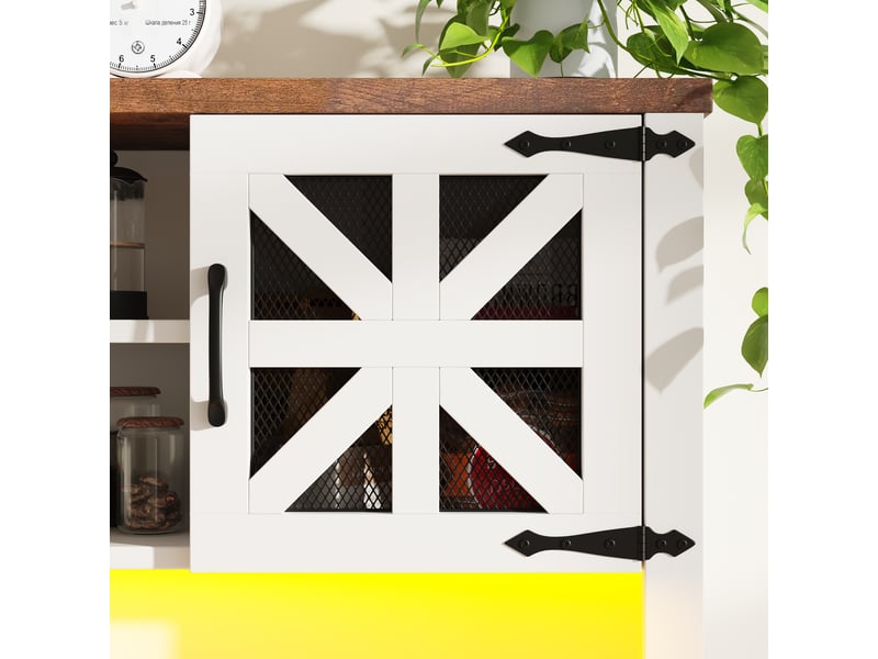  Armoire de cuisine moderne avec led, buffet haut avec porte-bouteilles, meuble de rangement blanc 120x40x180 cm pour salon.  - Conforama D