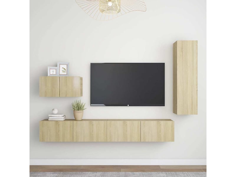  Ensemble de meubles tv 4 pcs chêne sonoma bois d'ingénierie shl43998  - Conforama B