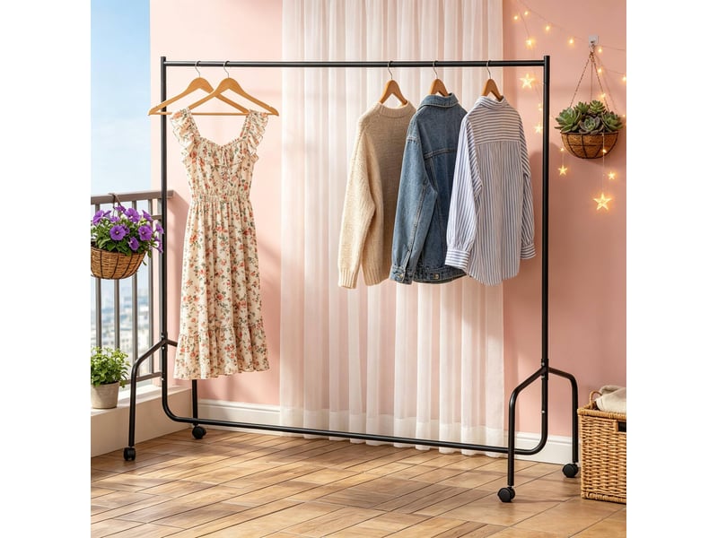  Portant à vêtements tcqpz mobile en acier noir 180 x 60 x 170 cm charge recommandée 140 kg  - Conforama D