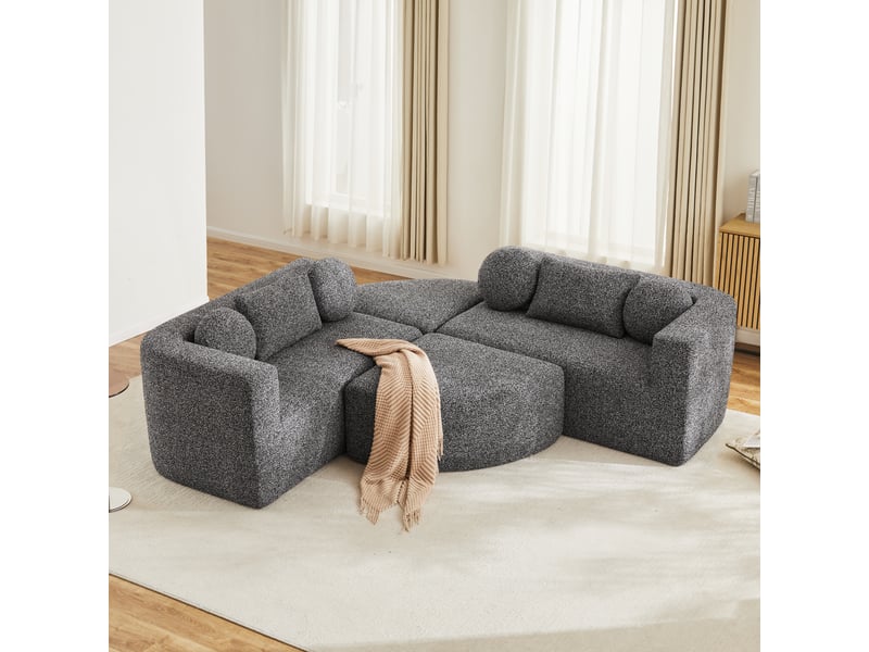  Canapé convertible, canapé-lit – noir, en chenille, sans montage, style cloud  - Conforama W