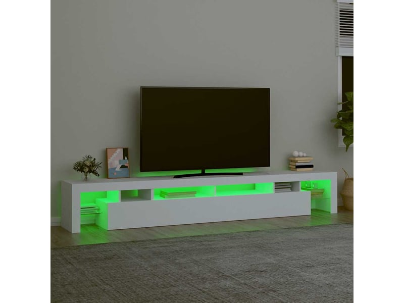  Meuble tv - banc tv - meuble de rangement avec lumières led blanc 260x36,5x40 cm  - Conforama D