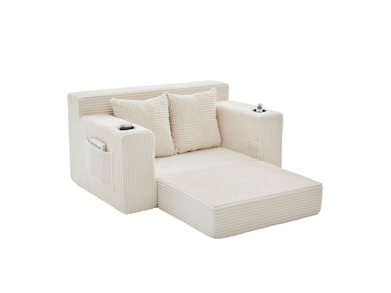  Canapé-lit 2 places 151x133x64 cm beige sans matelas  - Conforama A