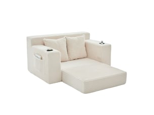 Canapé-lit 2 places 151x133x64 cm beige sans matelas