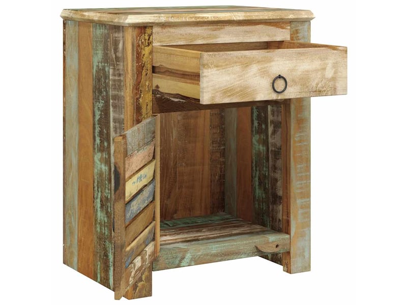 Table de chevet avec 1 tiroir et 1 porte bois de récupération - Conforama A