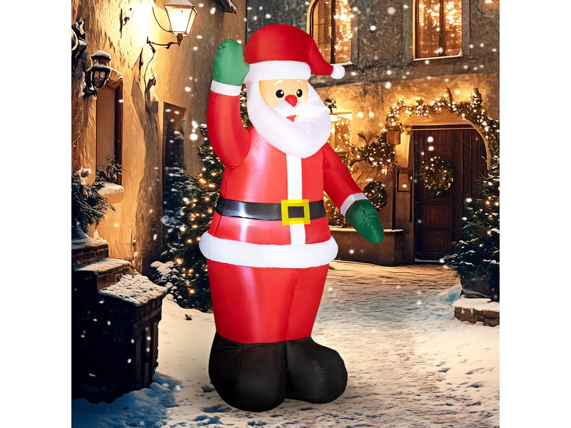  Père noël, 1,84 m de haut, avec éclairage led, décoration de jardin autogonflante  - Conforama C