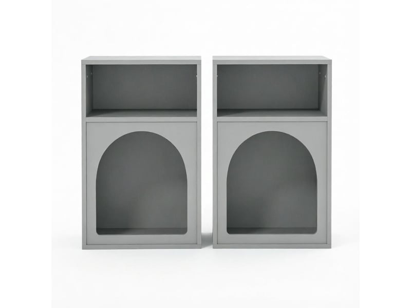  Table de chevet - ensemble de 2 tables de chevet, table de nuit avec compartiments ouverts, design incurvé  - Conforama R