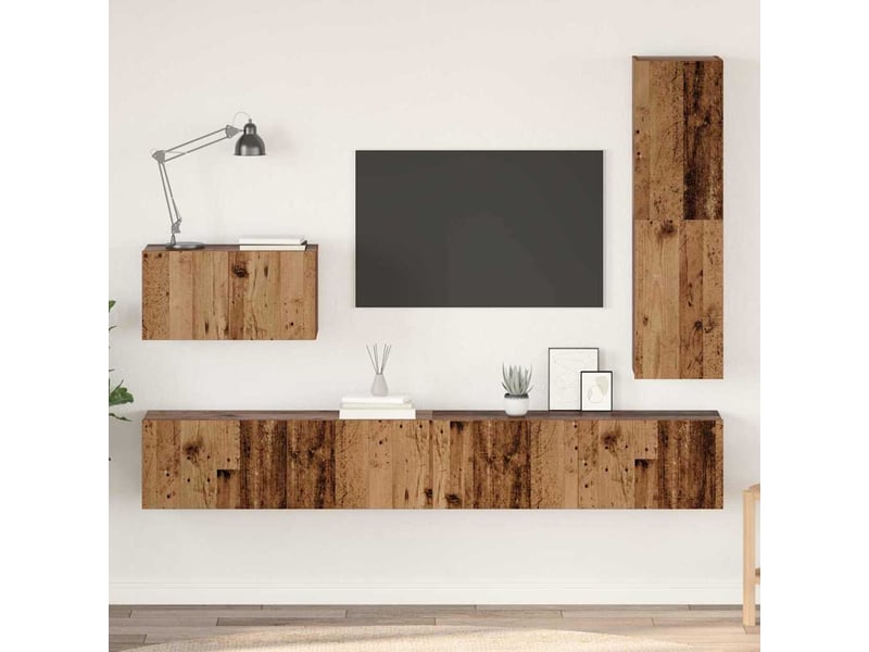  Ensemble meuble tv - banc tv - meuble de rangement 4 pcs bois ancien bois d'ingénierie  - Conforama B
