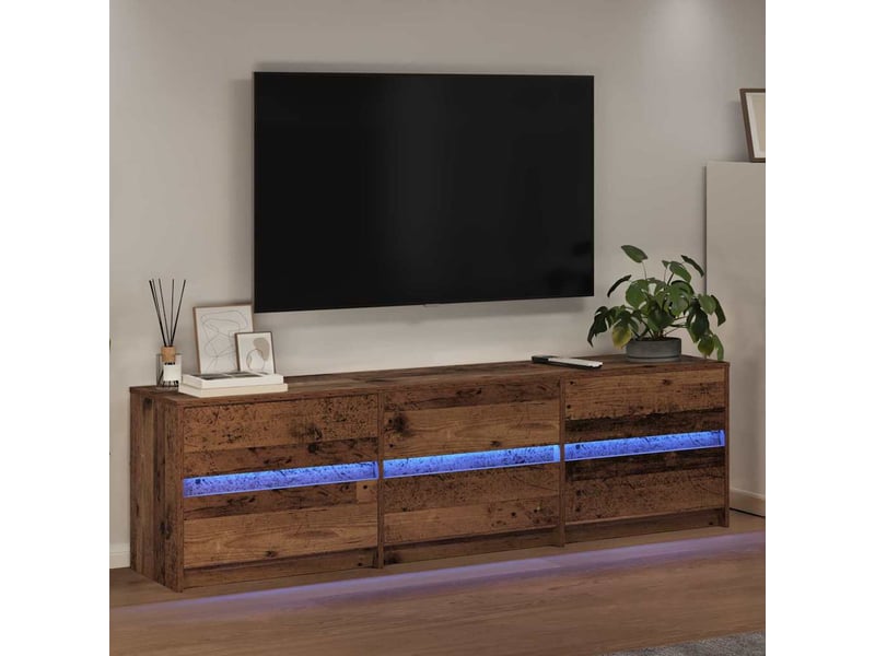  Meuble tv moderne, banc tv 180x34x50 cm bois ancien bois d'ingénierie  - Conforama E