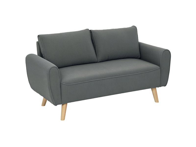  Canapé 2 places 145x75x78 cm velours côtelé gris foncé  - Conforama A