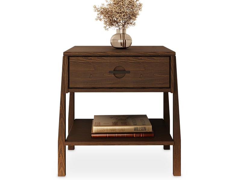 Table de chevet adamo h 49 cm avec tiroir en bois massif - coloris noyer - Conforama D