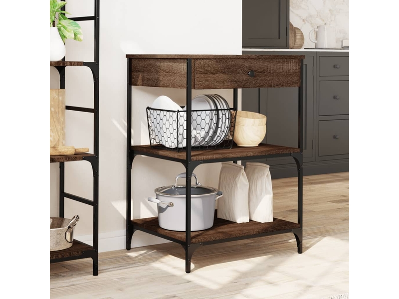 Desserte de cuisine, chariot de rangement chêne marron 60x48x89,5 cm bois d'ingénierie - Conforama C