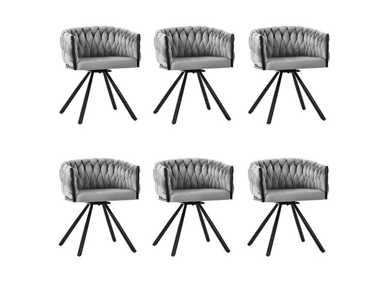 Lot de 6 chaises de salle à manger pivotantes 360° en velours gris  - Conforama A