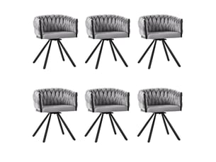 Lot de 6 chaises de salle à manger pivotantes 360° en velours gris