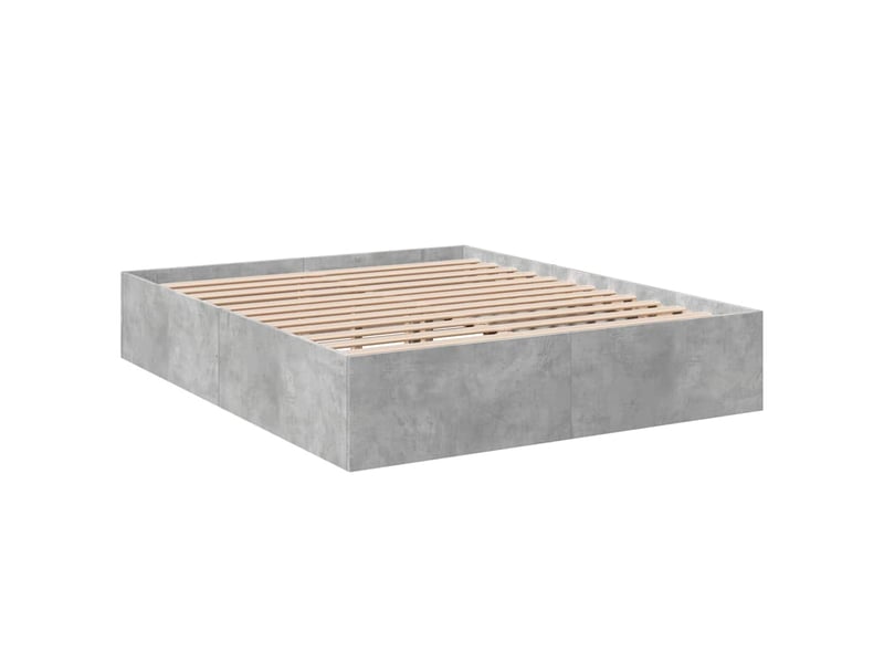  Lit double- lit adulte -  cadre de lit sans matelas gris béton 150x200 cm  - Conforama B