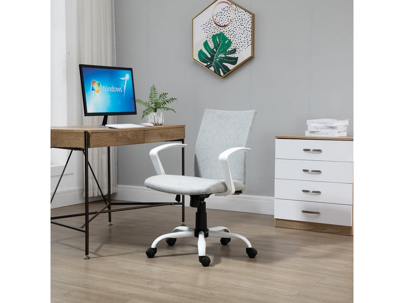  Fauteuil de bureau ergonomique à bascule, fauteuil d'étude pivotant, chaise de bureau en tissu réglable en hauteur, 61 x 61 x 89-99 cm, gris clair  - Conforama D