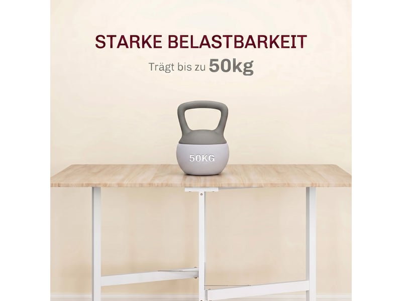 Table extensible pliante pour 6 personnes avec 6 roulettes freinées, structure en acier, pour petits espaces, chêne - Conforama E