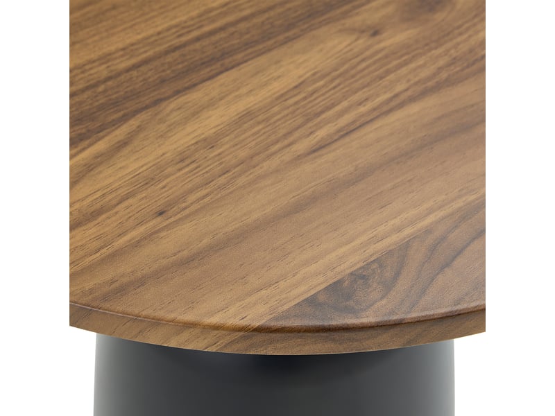  Table basse ronde, avec pied métal lesté, style nordique et pour salon, mélaminé noyer et noir, 70 × 69 × 40 cm  - Conforama E