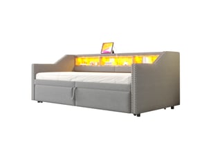 Lit gigogne 90x200 cm OKWISH   coloris gris