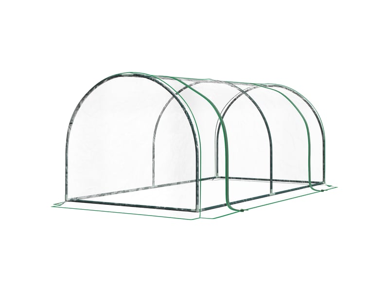 Serre d'extérieur 200x100x80 cm avec structure en acier et couverture en pvc transparent pour la culture de plantes et de tomates - Conforama B
