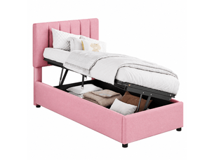 Lit coffre 90x200 cm ULQENI   coloris rose