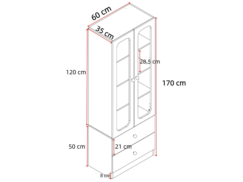Vitrine 4 niveaux avec 2 tiroirs, éclairage led rgb contrôlable par application et poignées en céramique, meuble pour collections, jouets ou figurines - chambre enfant OPULERANE TRADING LTD - Conforama C