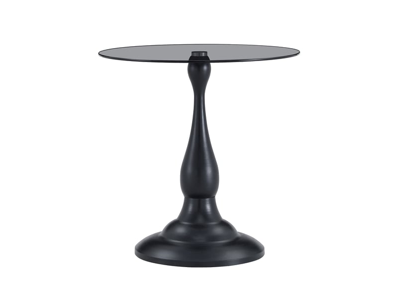  Table d'appoint ronde 50x50x51,5 cm en verre trempé et métal noir  - Conforama A