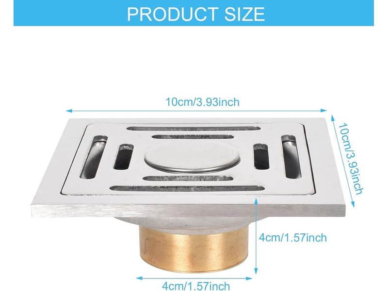  Siphon de sol carré avec filtre désodorisant double couche et couvercle amovible - convient aux salles de bains et aux cuisines - 10 x 10 cm  - Conforama B