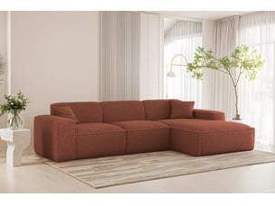 Canapé d'angle luga l droit, tissu sven 44 cuivre rouge