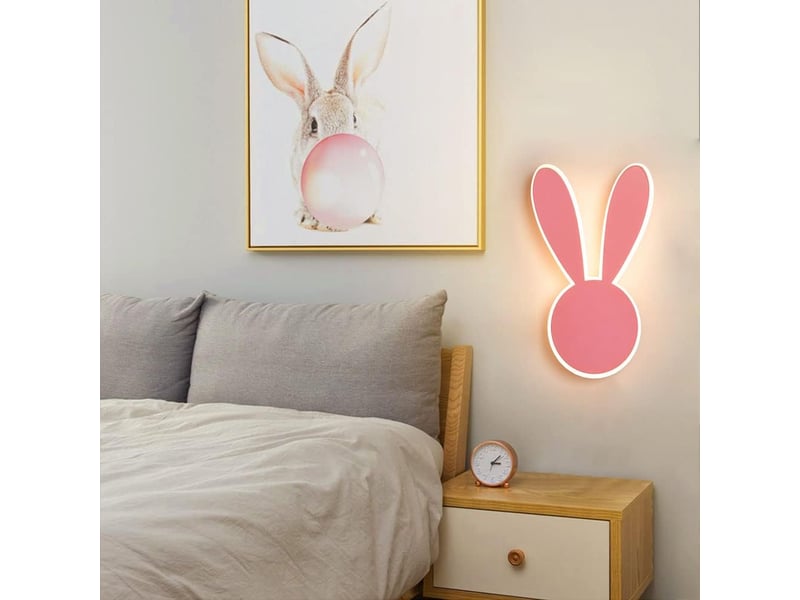  Applique murale chambre enfant lapin rose 3000k blanc chaud  - Conforama B