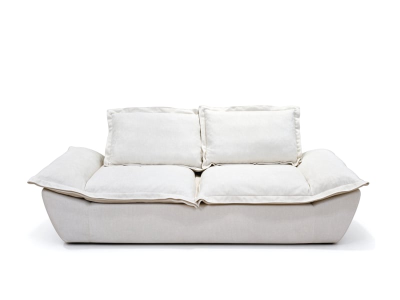  Canapé nuage droit 2 places, chenille blanc cassé, housses amovibles lavables, assise profonde, sous vide, sans montage, 228x95x78 cm, blanc cassé Morn Vibe - Conforama A