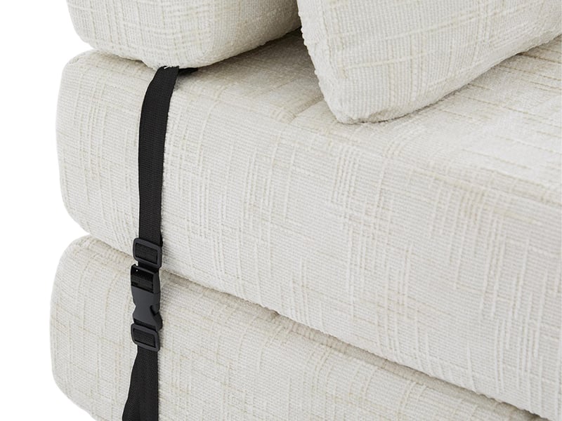  Canapé 1 place convertible en tissu chenille beige - canapé lit 2 en 1 - assise haute résilience - pour salon, studio ou chambre d’amis  - Conforama E