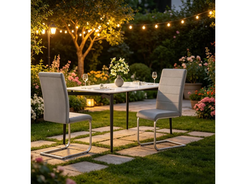  Lot de 2 chaises de salle à manger,40x51x100 cm,cantilever,velours,gris foncé  - Conforama B