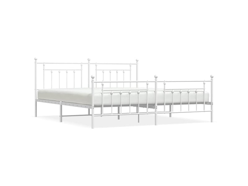  Lit double- lit adulte -  cadre de lit métal sans matelas et pied de lit blanc 200x200 cm  - Conforama A