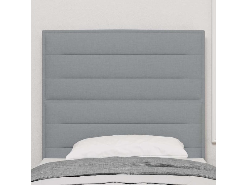  Tête de lit | panneau de tête de lit led avec bandes led gris clair 90 cm tissu  - Conforama D