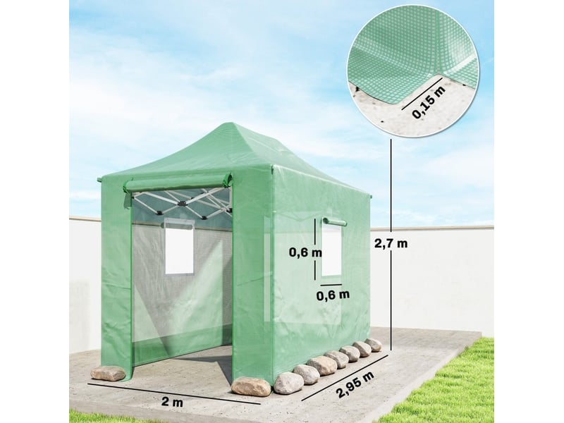  Serre de jardin 295x200x270 cm pliable verte  - Conforama D