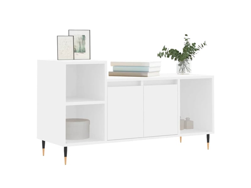  Meuble tv - banc tv - meuble de rangement blanc 100x35x55 cm bois d'ingénierie  - Conforama C