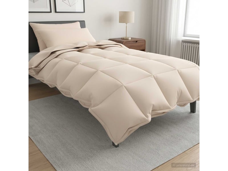  Ensemble de duvet 2 pcs - couette 135 x 220 cm kapok et polyester beige  - Conforama B