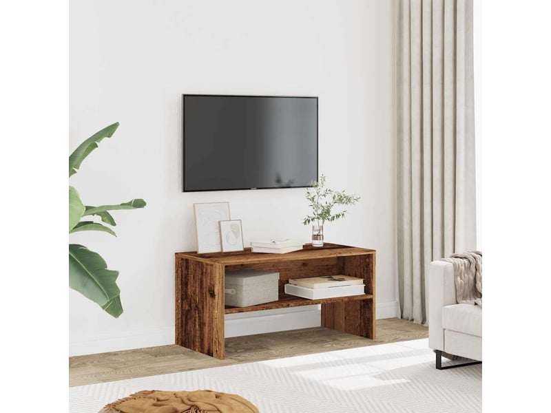  Meuble tv - banc tv - meuble de rangement vieux bois 80x40x40 cm bois d'ingénierie  - Conforama B
