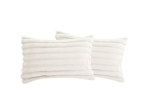 Lot de 2 housses de coussin 30 x 50 cm peluche blanc chicfurn