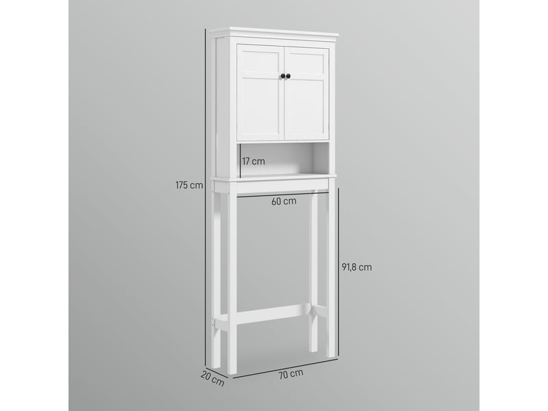 Meuble wc dessus de toilette meuble machine à laver meuble salle de bain placard 2 portes réglables étagères blanc - Conforama C