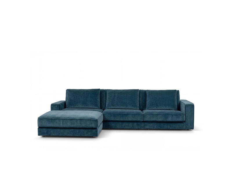  Canapé velours angle g bleu pétrole venezia 5 pl 3CA56.PI.5A.G.24 - Conforama A