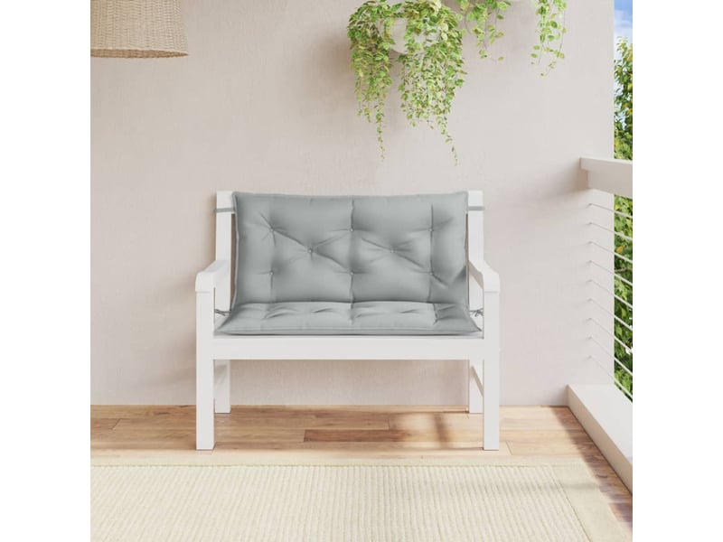  Lot de 2 coussins de banc de jardin, coussins d'assise gris clair mélangé tissu cf58659  - Conforama C