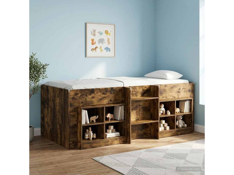  Cadre de lit élevé pour enfants - lit jeune chêne fumé 90 x 200 cm  - Conforama C