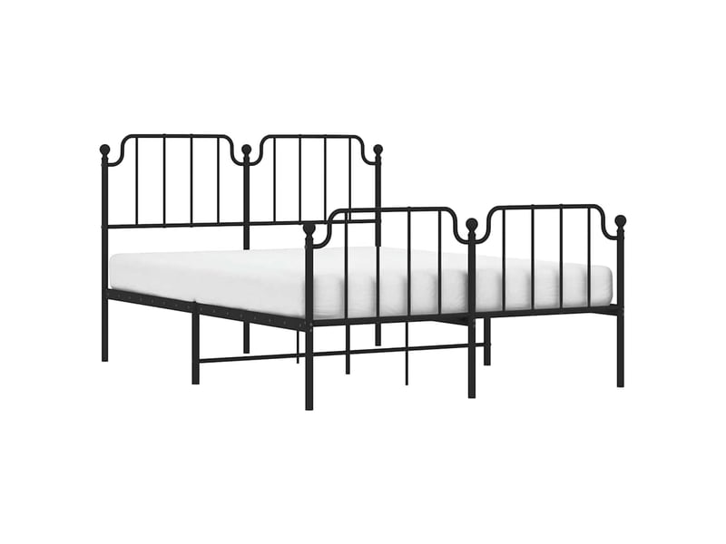  Lit double- lit adulte -  cadre de lit métal sans matelas avec pied de lit noir 150x200cm  - Conforama C