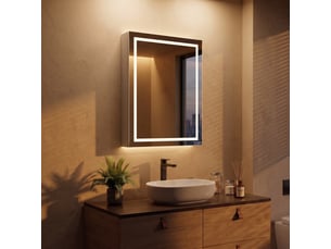 Armoire murale de salle de bain 50 cm – miroir rectangulaire avec éclairage led – 2 étagères en verre – bois blanc résistant à l'humidité