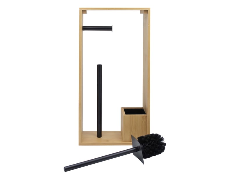 Porte-papier toilette brosse bambou couleur noir 26,5 x 12 x 56,5 cm 50805 - Conforama D