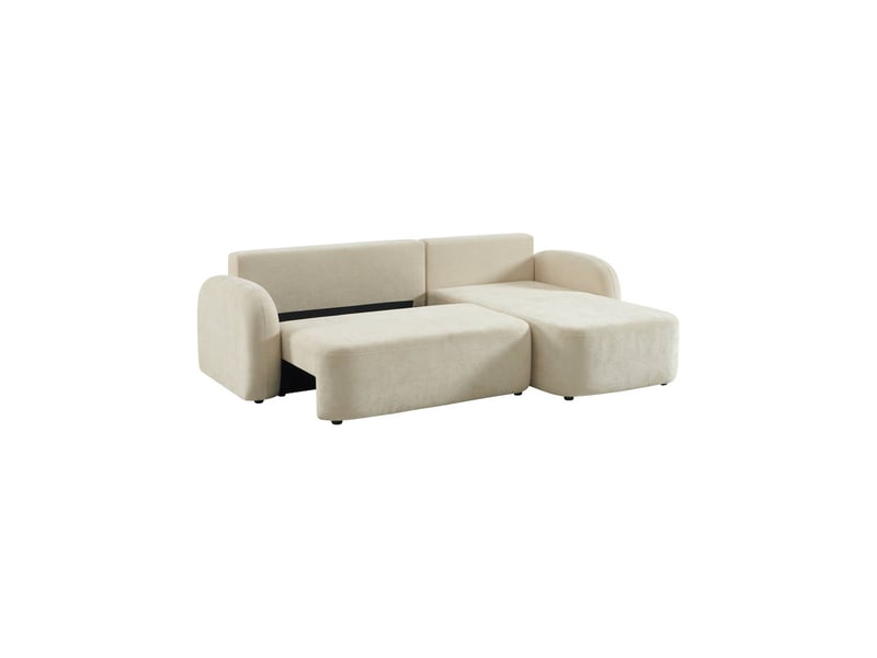 Canapé d'angle réversible convertible 3 places tissu avec coffre blanc cassé - nouma - Conforama C